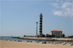 Blick vom Strand aufs Jesolo Leuchtturm